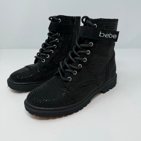 bebe Shoes - Bebe Combat Boots Women's 6 Side Zip Dayani-J Boot Beaded